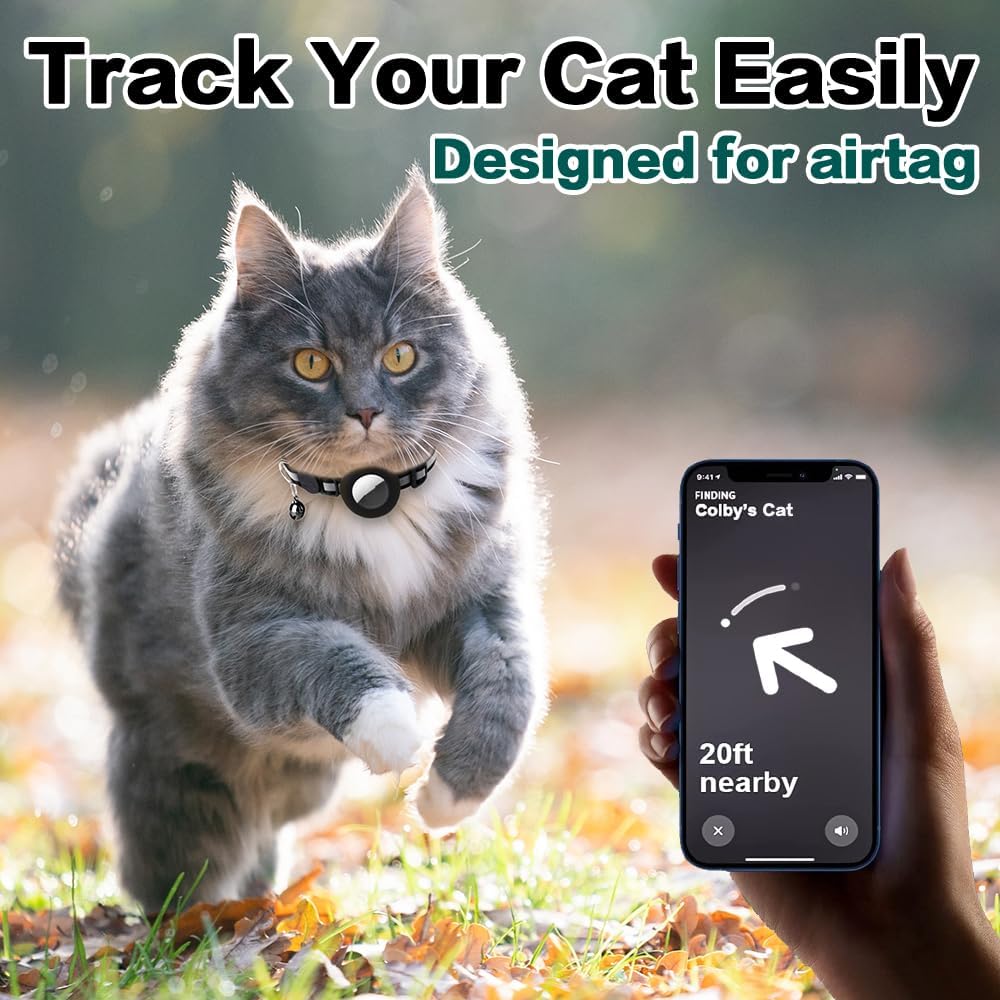 Close up view of the secure elastic tracking case on the black Dgerp reflective kitten collar.