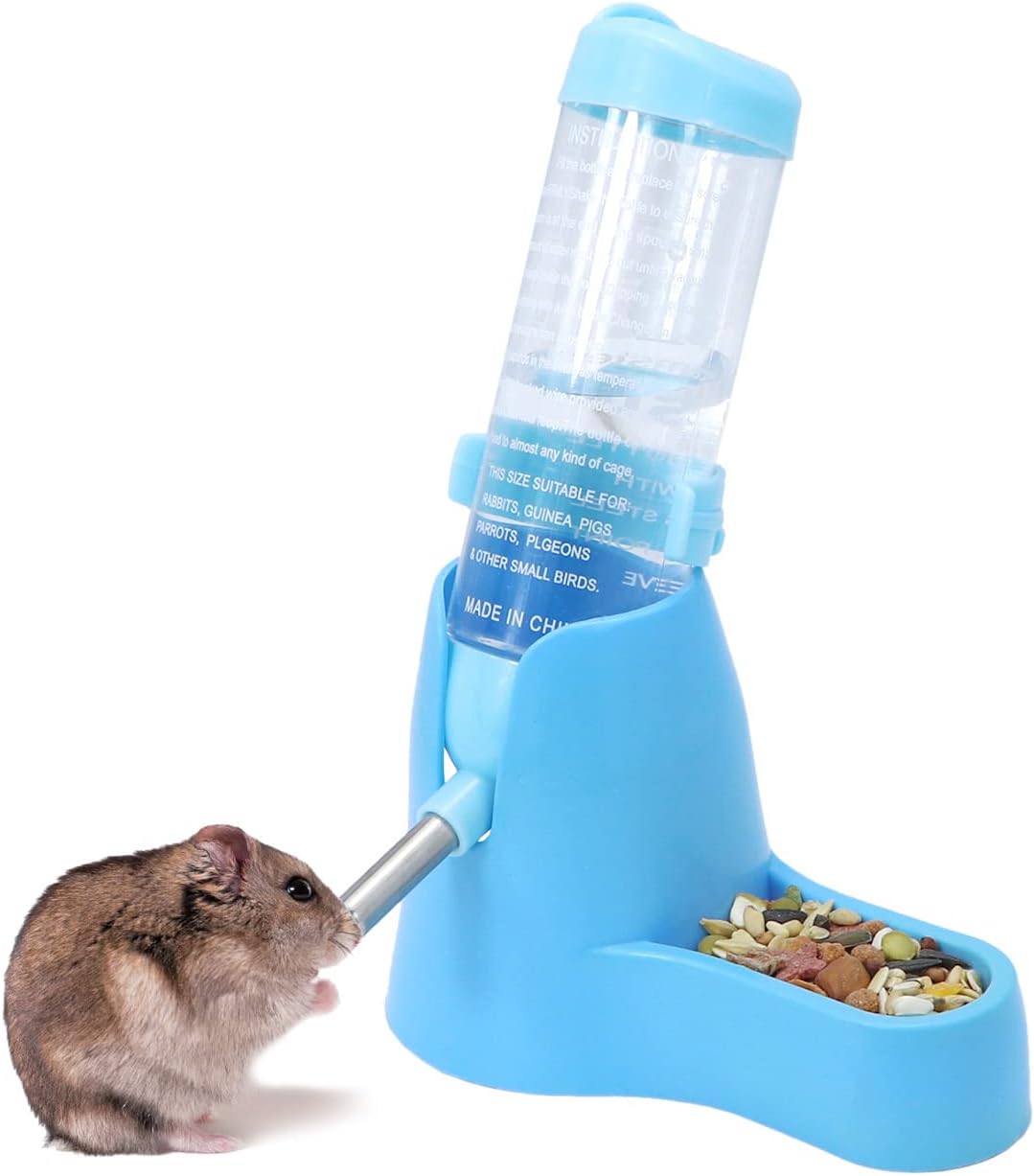 Wontee Hamster Water Bottle Water Dispenser Hamster Silent Exercise Running Wheel for Dwarf Hamsters Gerbil Mice (Blue, 125ML) - Image 6