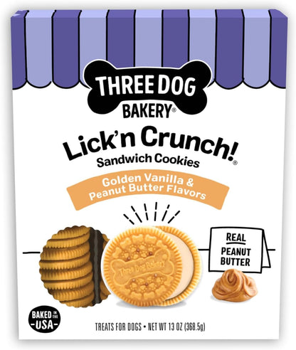 Three Dog Bakery Birthday Confetti Lick'n Crunch Dog Treats, Vanilla Sandwich Cookies with Cake-Flavored Crme Filling & Sprinkles, Oven-Baked Birthday Dog Cookies for Everyday Celebrations, 13 oz - Image 11