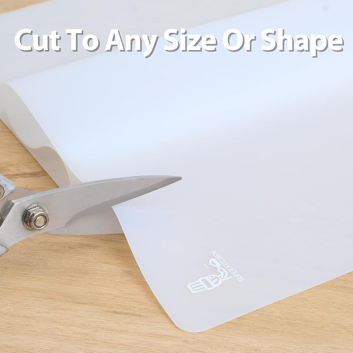 Folksy Super Kitchen clear silicone pad rolled up neatly to highlight its flexible space saving storage capability.