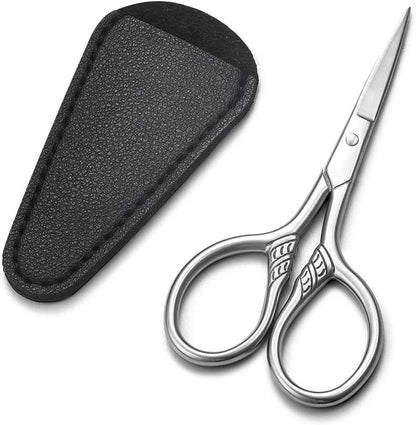 HITOPTY small precision scissors front view showing vintage leaf design handles