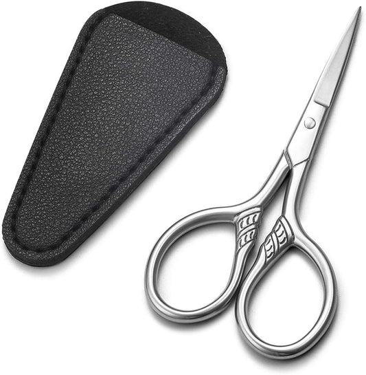 HITOPTY small precision scissors front view showing vintage leaf design handles