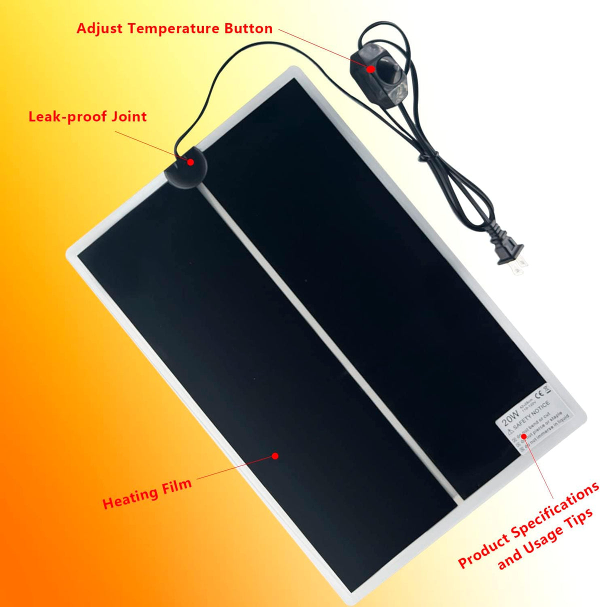 Fipasen terrarium heat pad positioned underneath a glass tank setup