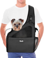 Lukovee Dog Slings for Small Dogs, Hard Bottom Support & Adjustable Soft Padded Shoudler Strap Dog Sling Carrier, Dog Purse with Button Closure & Zipper Pockets (for Pets up to 6 lbs, Black) - Image 10