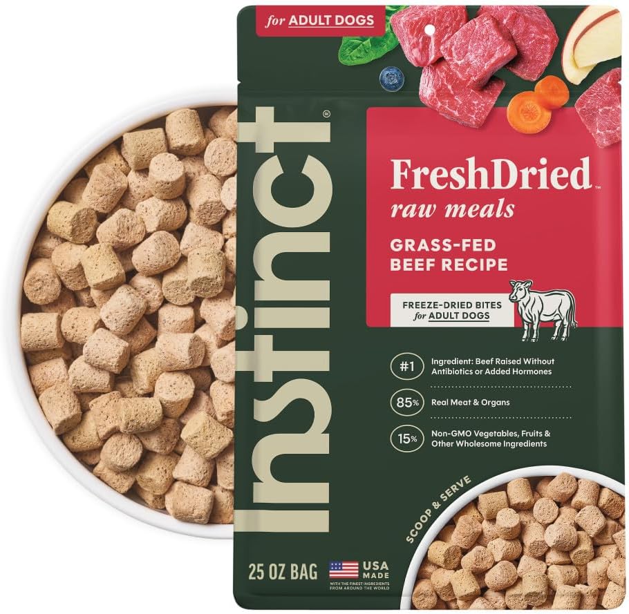 Instinct Freeze Dried Raw Meals Grass Fed Beef 25 Ounce bag front view