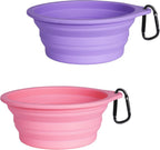PetBonus two pack travel pet bowls fully expanded for food and water setup