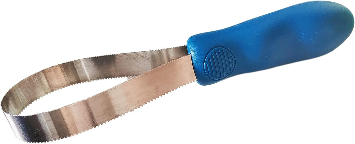 AiliStar stainless steel horse curry comb blue handle front view