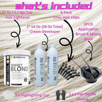 Professional hair bleach powder by Blond Forte with coconut oil and keratin ingredients featured on label.