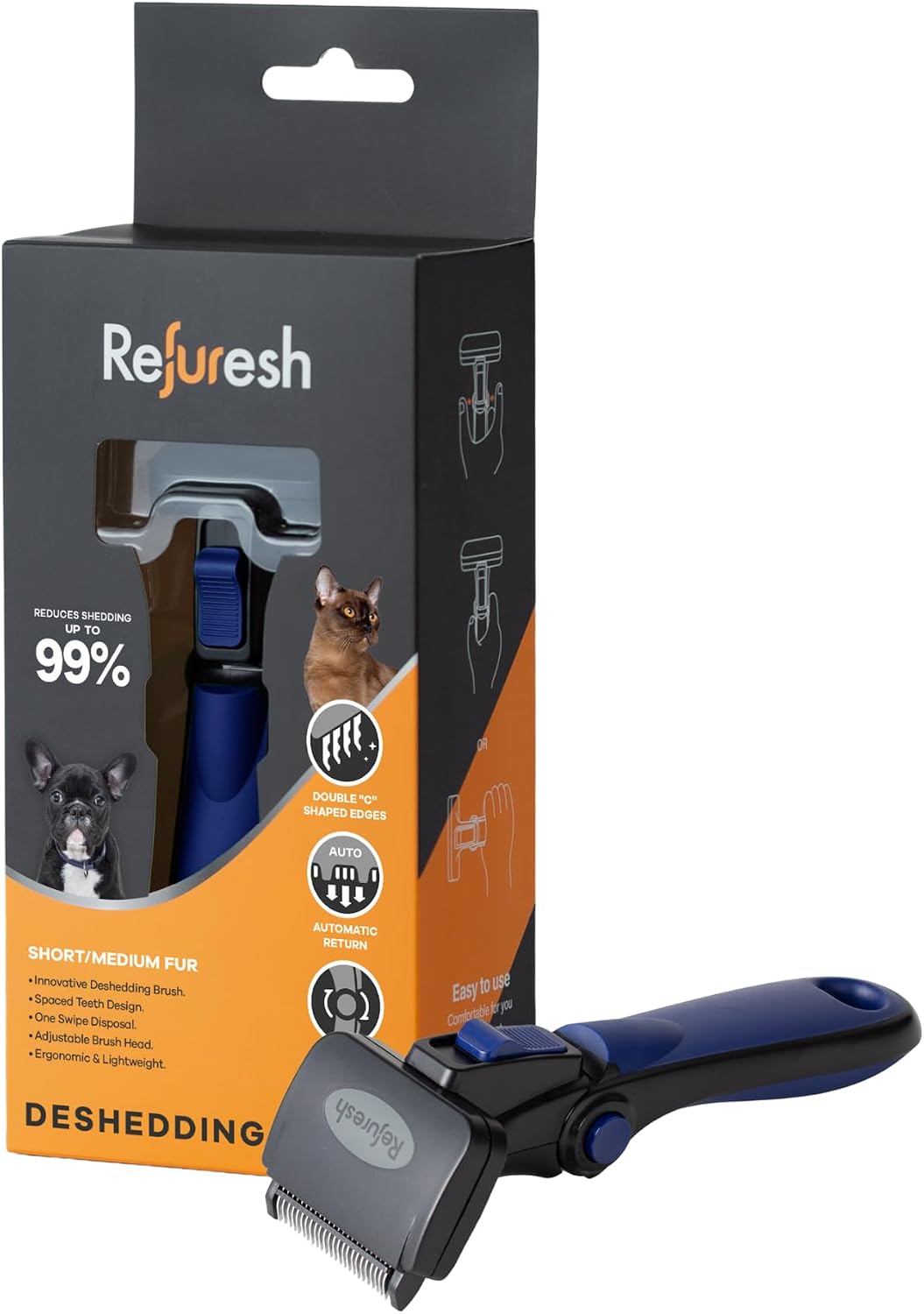 Deshedding Dog Brush for Short/Medium Hair (Medium,Red) - Gentle Deshedding Tool for Dogs & Cats - Reduces Shedding, Without damaging Topcoat. Removes Loose Fur & Dead Undercoat. - Image 15