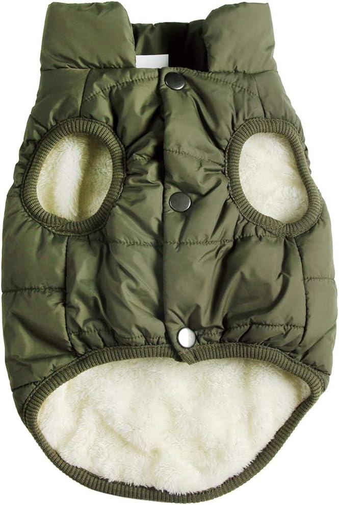 JoyDaog green fleece lined dog jacket front view