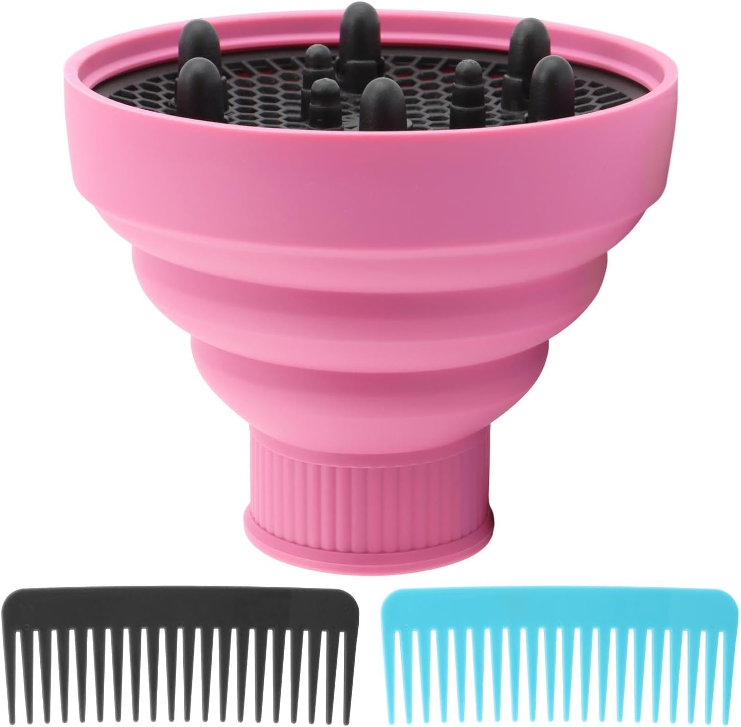 Sonew universal foldable hair dryer diffuser pink front view for curl styling