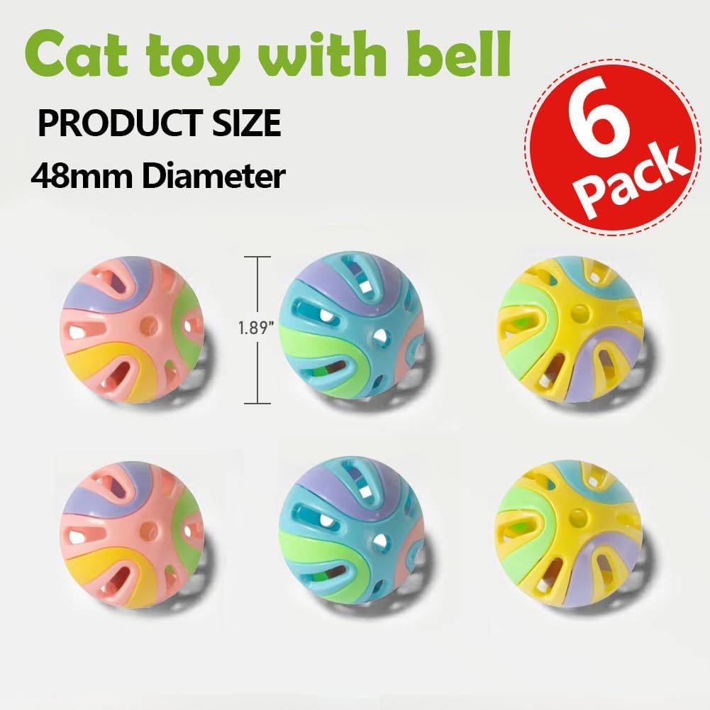 Colorful plastic hollow cat balls with internal bell for exercise
