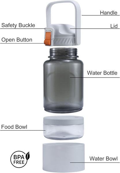 Cibaabo portable pet hydration bottle tucked inside the side pocket of an outdoor travel backpack.