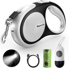 Retractable Dog Leash with LED Flashlight, Douexio Upgrade 3 in 1 Dog Leash Retractable for Small Medium Dogs Up to 66 lbs, 16ft, Anti-Slip Handle (Black-White) - Image 9