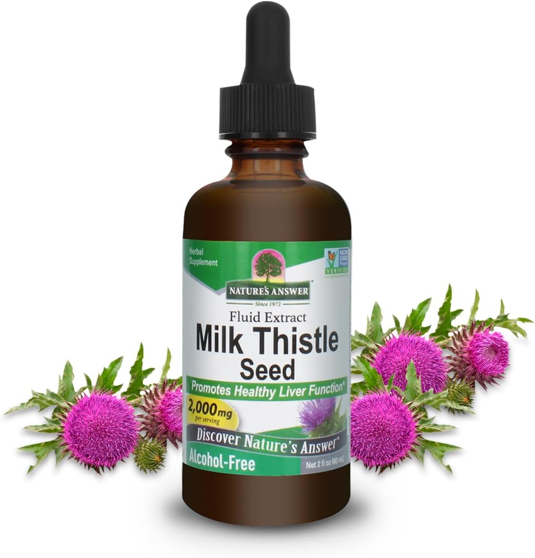 Nature's Answer Milk Thistle Alcohol Free Liquid Extract front view for liver support