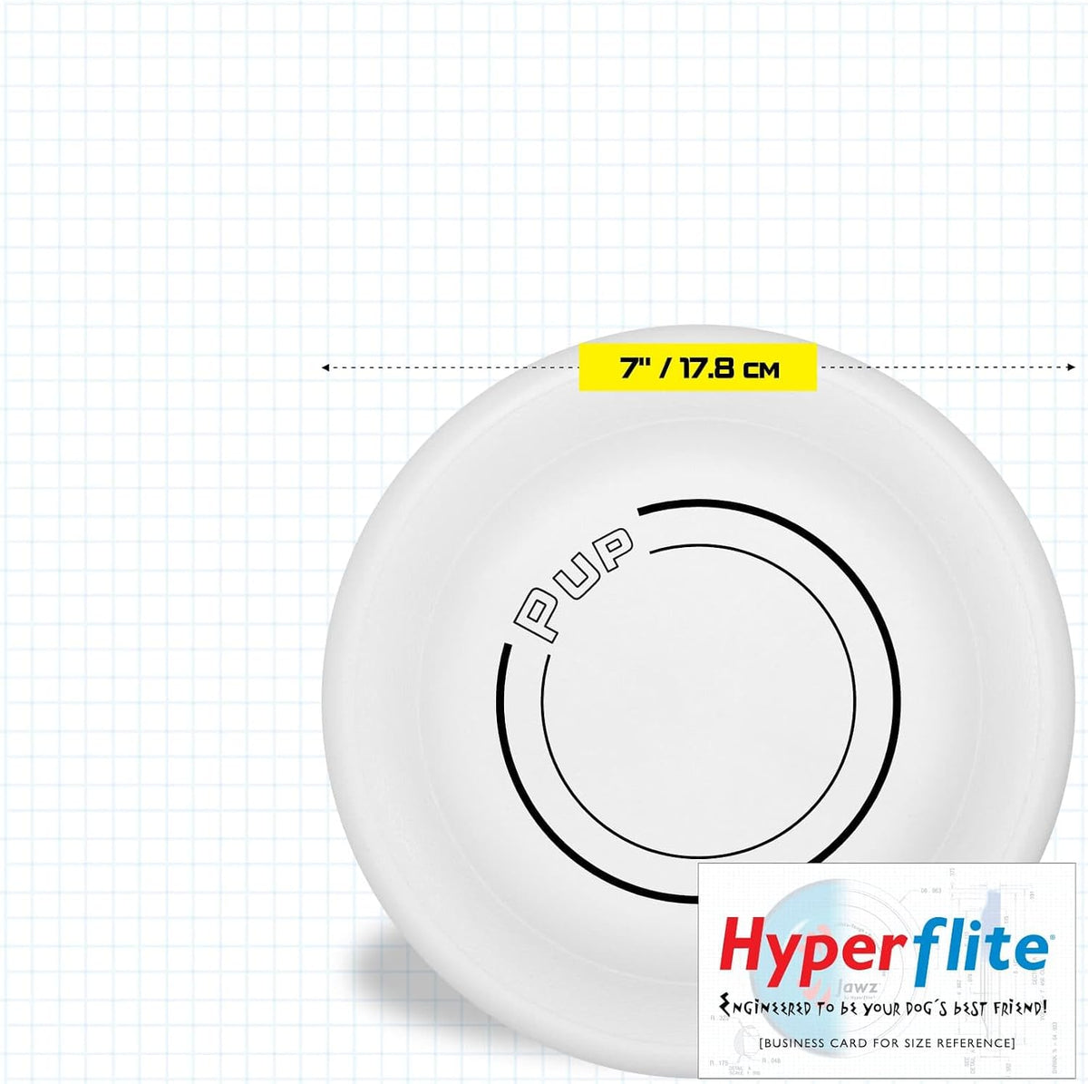 Hyperflite Pup Jawz flying disc held in hand for scale