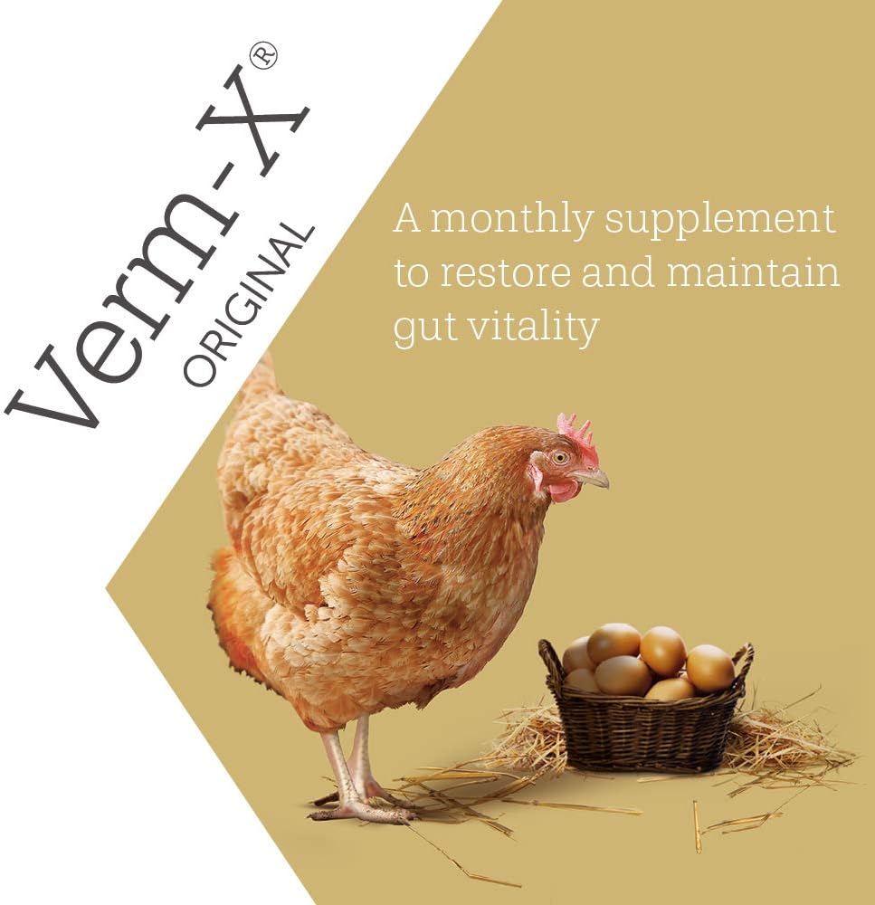 Verm-X liquid internal parasite treatment for chickens close up