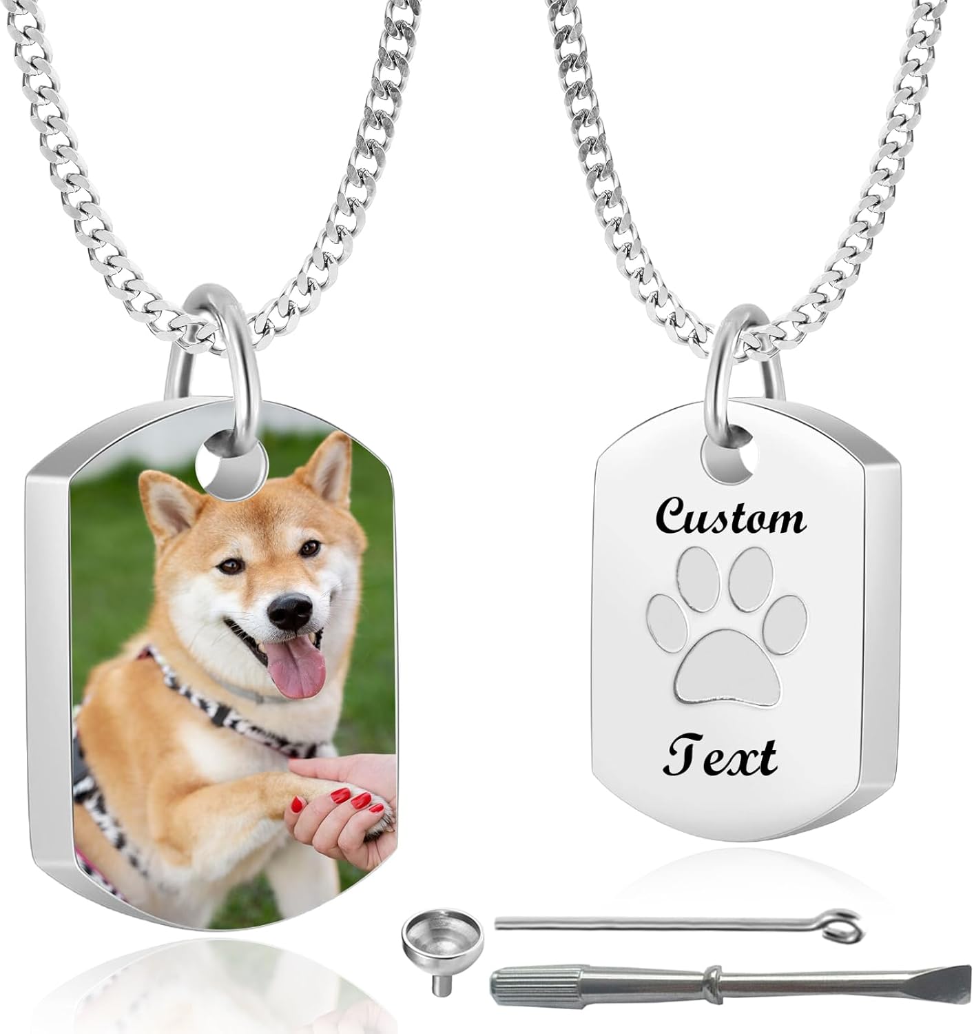 Personalized Pet Urn Necklace for Dog Ashes Custom Engraving Photo Text Pet Cremation Jewelry Customize Memorial Gift for Pet Dog Cat Ashes Necklace (01-Heart) - Image 10