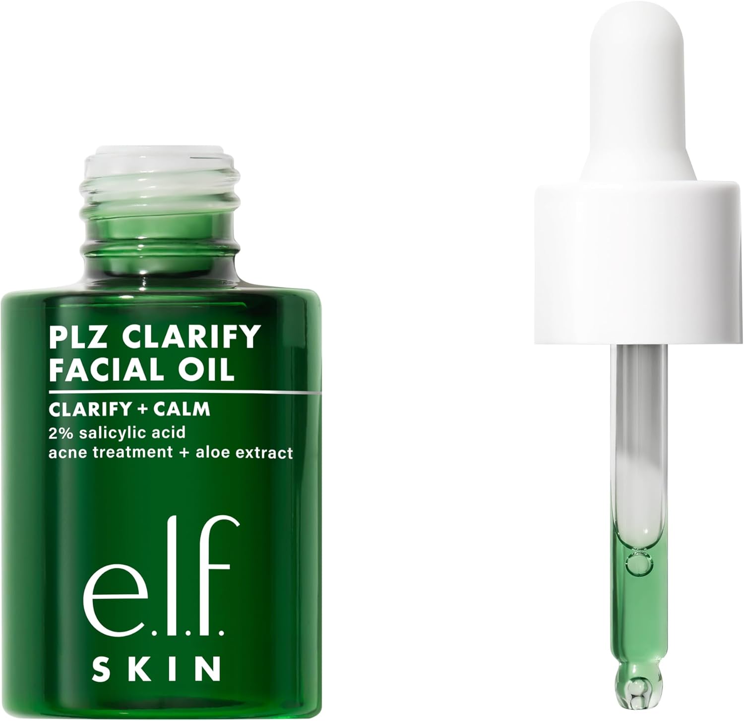 e.l.f. SKIN PLZ Clarify Facial Oil front view packaging for acne treatment