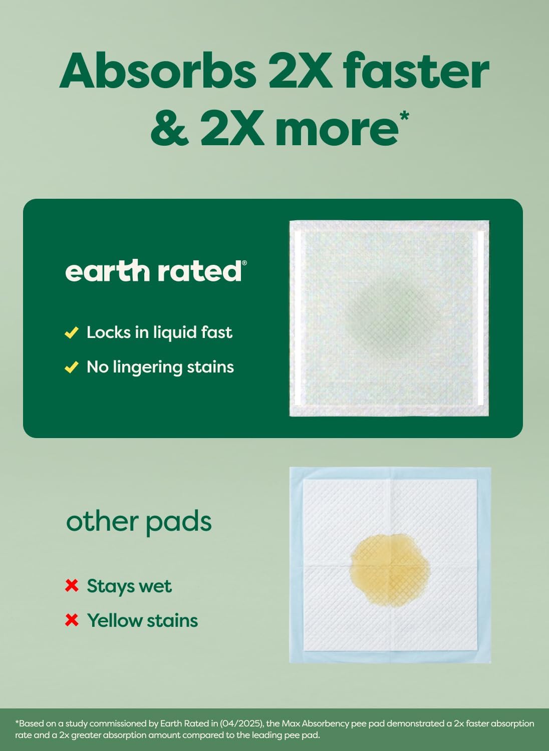 Unscented leak proof puppy pads by Earth Rated displayed on a hard floor