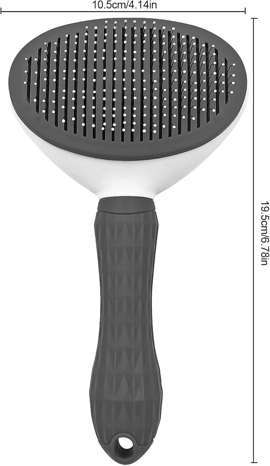 Slicker brush grooming long haired cat