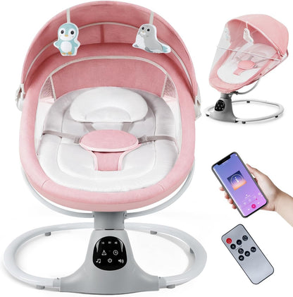 MelloBubbz Electric Baby Swing pink front view
