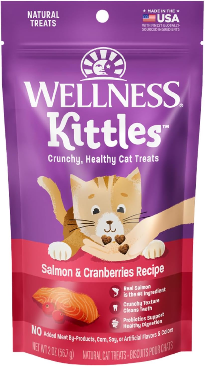 Wellness Kittles Crunchy Cat Treats, All Lifestages, Kitten to Senior, Natural, Grain Free, Chicken and Cranberry Flavor, 2 oz Bag - Image 14