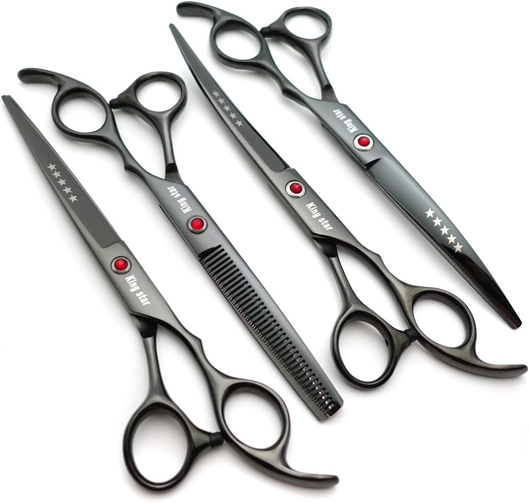 Kingstar 7.0 inch dog grooming kit showing entire set contents including adjustment key