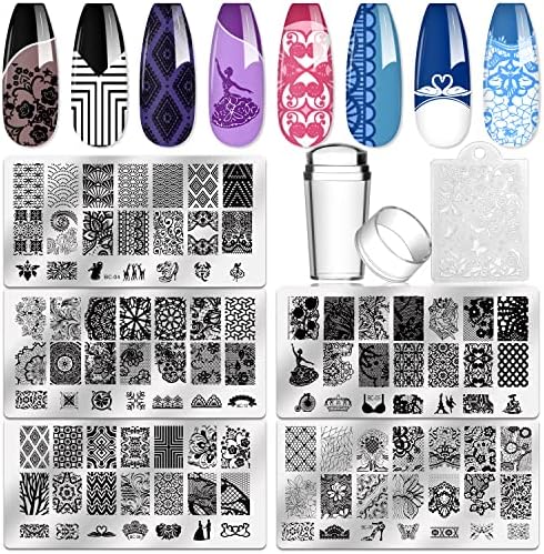 Biutee nail stamping kit 5 piece set with stamper and scraper front view