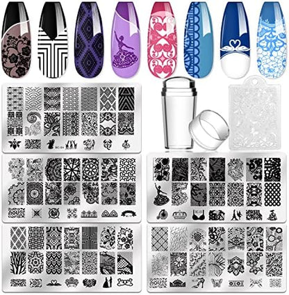 Biutee nail stamping kit 5 piece set with stamper and scraper front view