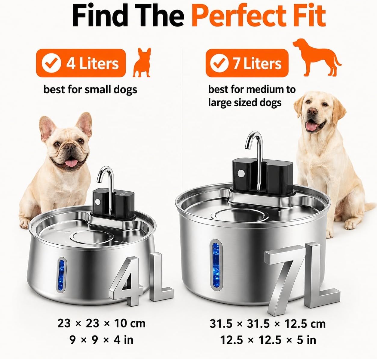 Wireless dog water fountain with water level monitoring window