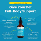 Low odor Omega 3 drops being added to dog food bowl