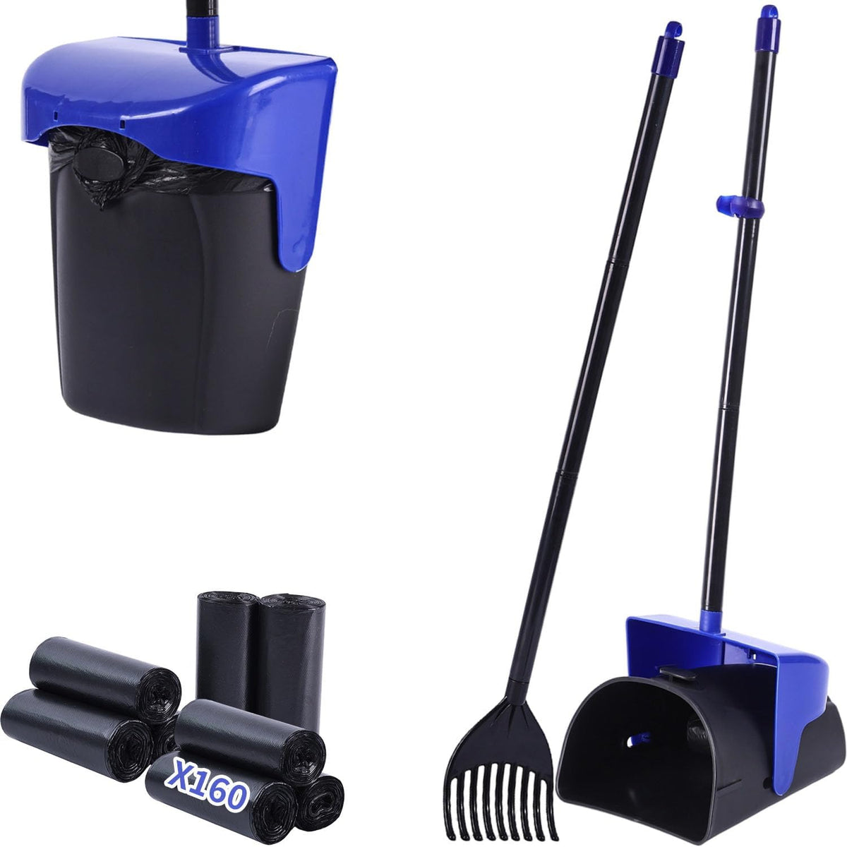 ienjoyed Pooper Scooper Large Swivel Bin & Rake with 160 Waste Bags,Heavy Duty Dog Pooper Scooper with Bag Attachment for Dogs, Long Handle Poop Scooper with Lid for Yard, Grass, Gravel(Green) - Image 10