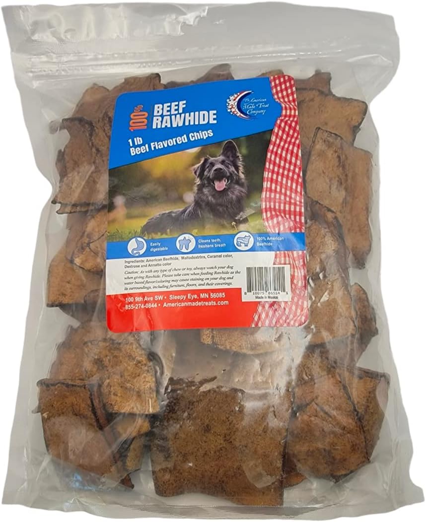 All natural beef flavor rawhide chips for dog dental care
