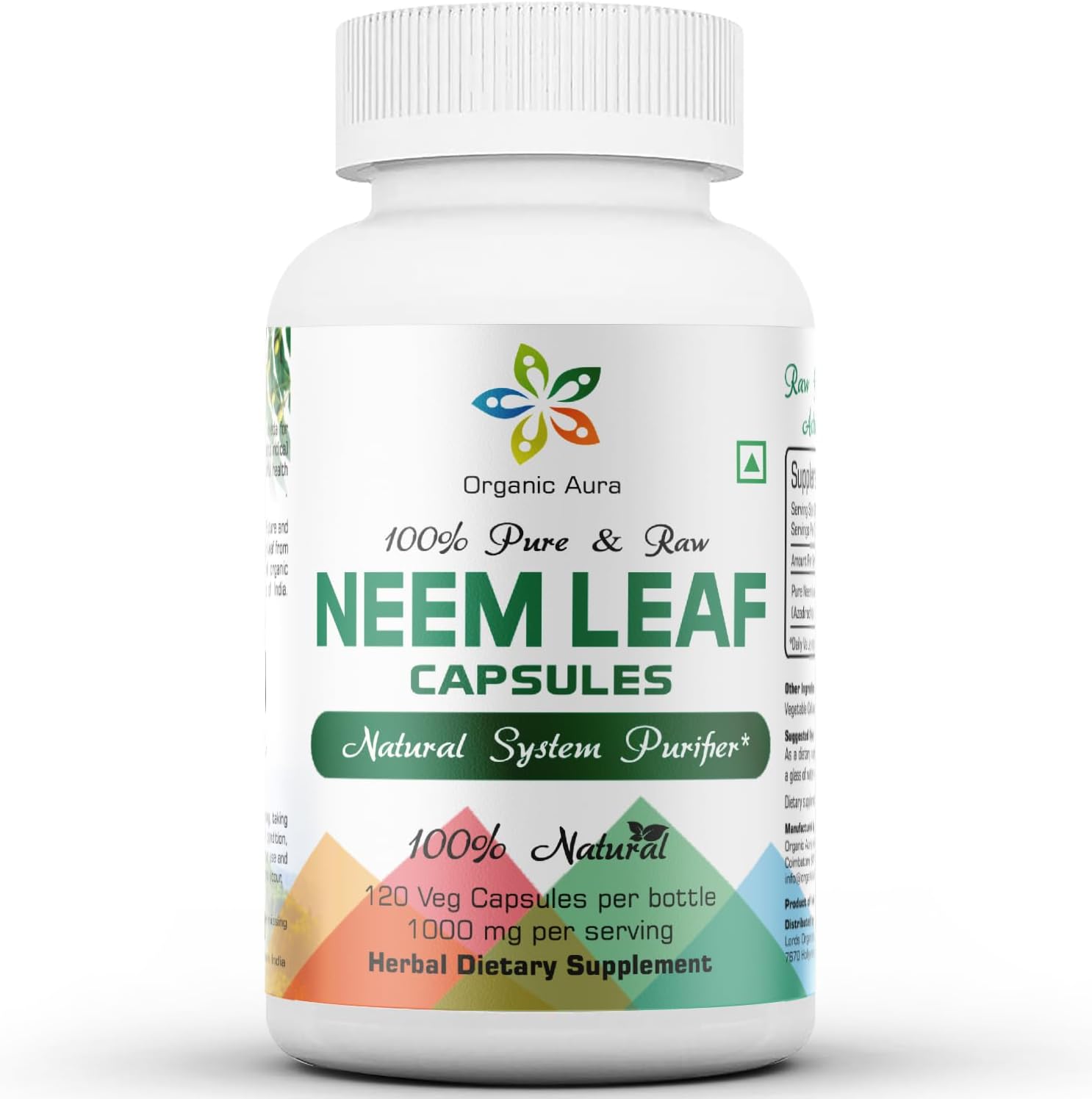 Organic Aura Neem Capsules front view