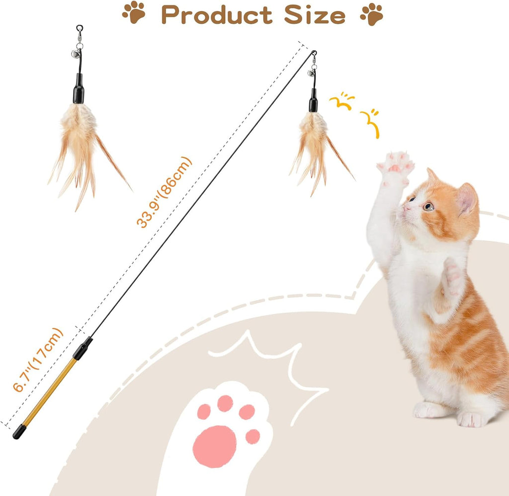 Cat playing with Pawaboo feather wand toy