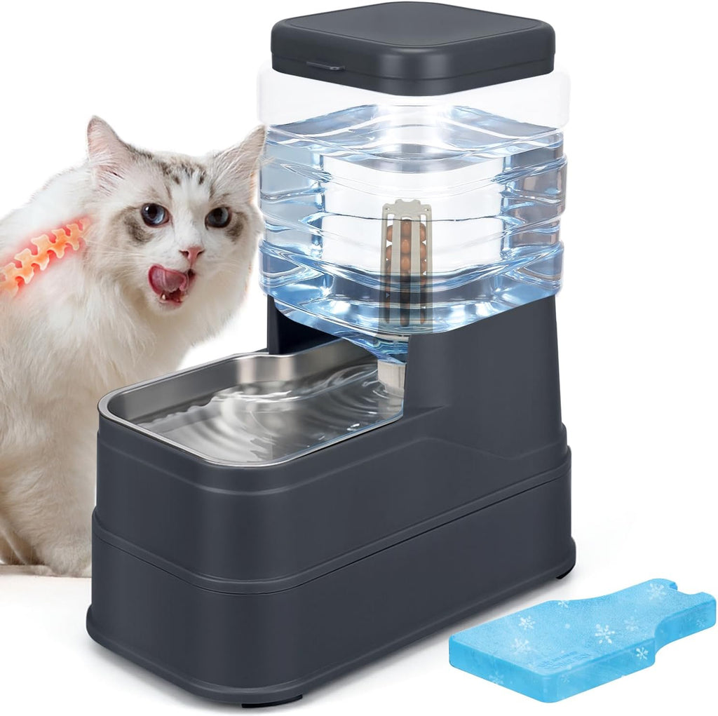 2.2 Gallon Pet Automatic Dog Water Dispenser Cat Gravity Waterer Feeder with Stainless Steel Bowl 8L Large Capacity Puppy Feeding Raised Bowls with Filter,Ice Pack - Image 10