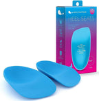 Heel That Pain Heel Seats blue firm rubber insoles front view for plantar fasciitis relief.