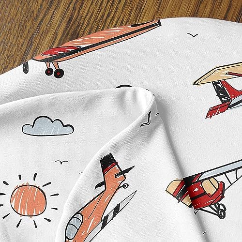 Stretchy jersey knit fabric texture of airplane baby pillow cover