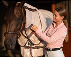 Close up of breathable polyester mesh fabric for horses