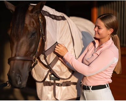 Close up of breathable polyester mesh fabric for horses