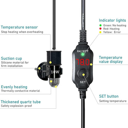 Auomii fish tank heater with USB power cable
