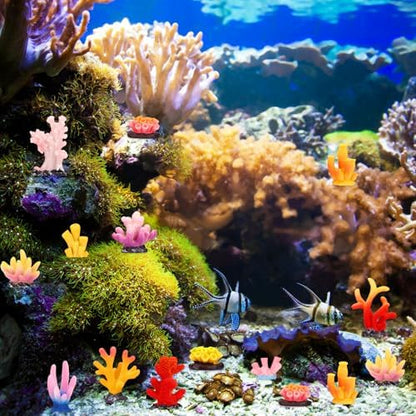 Lyreh miniature multicolored fake coral reef figurines layout display
