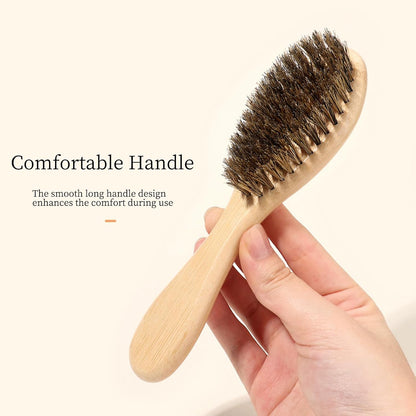 PetJoyHaven deshedding tool showing soft natural bristles for sensitive skin care