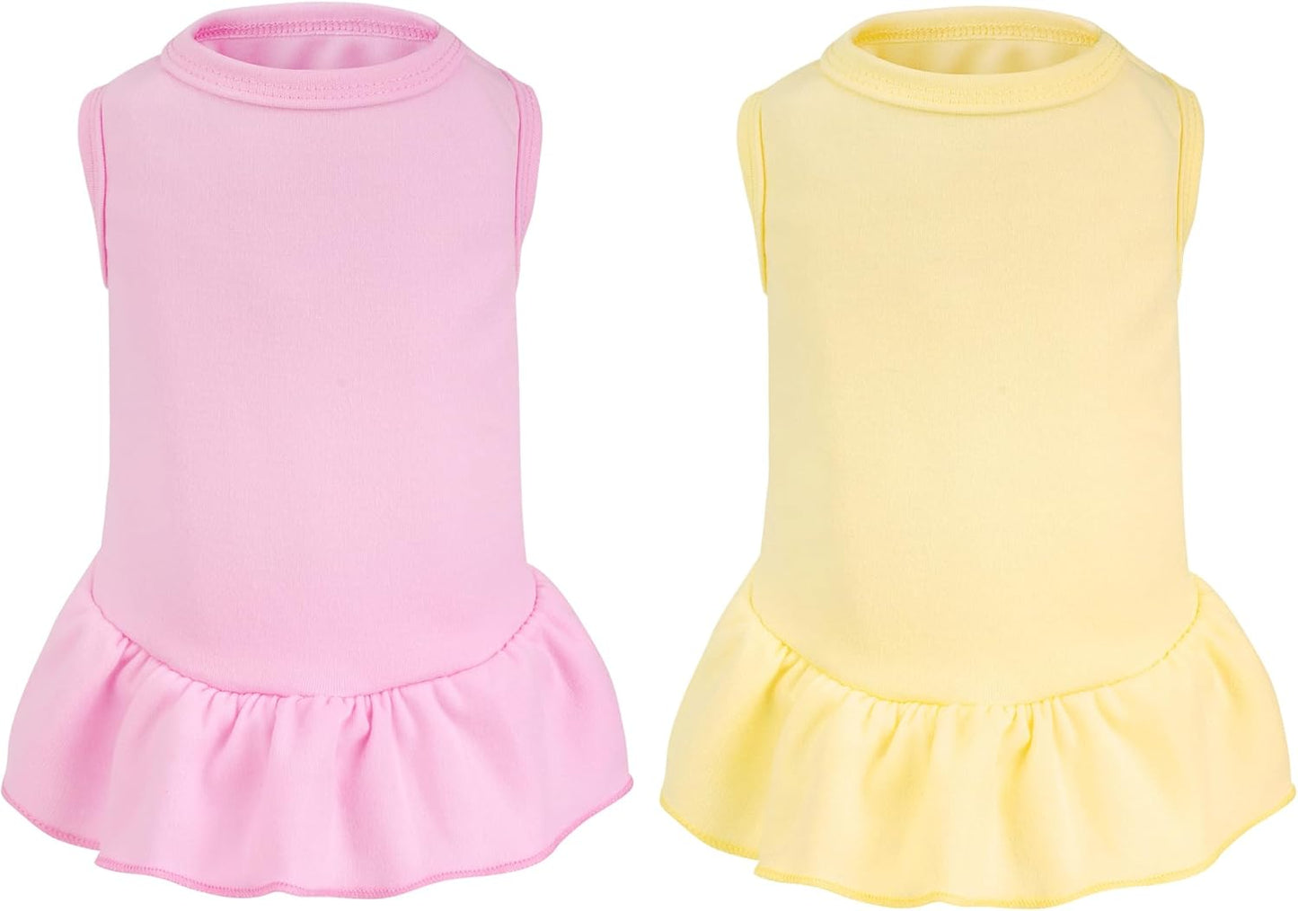 Choyaxo 2 pieces dog dresses front view yellow and pink pet summer skirts