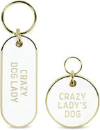 Side by side display of both the collar charm and keychain accessories.
