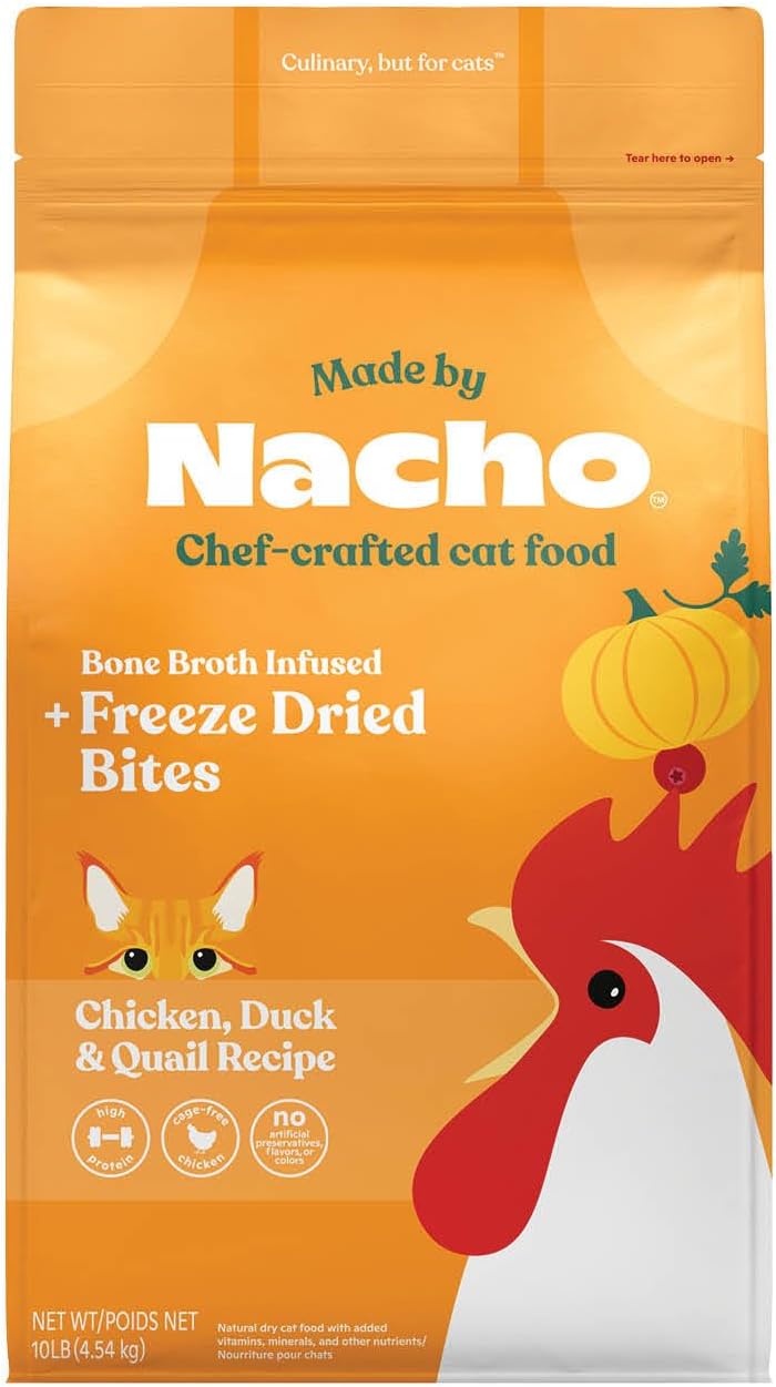 Made by Nacho premium dry cat food with prebiotics and probiotics for gut health
