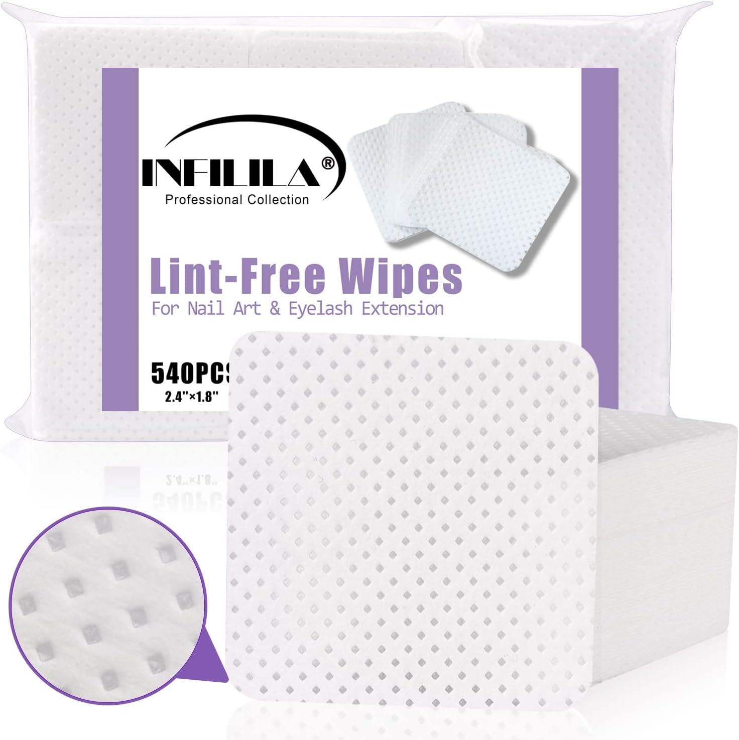 Nxj Infilila lint free nail wipes 540 count front view