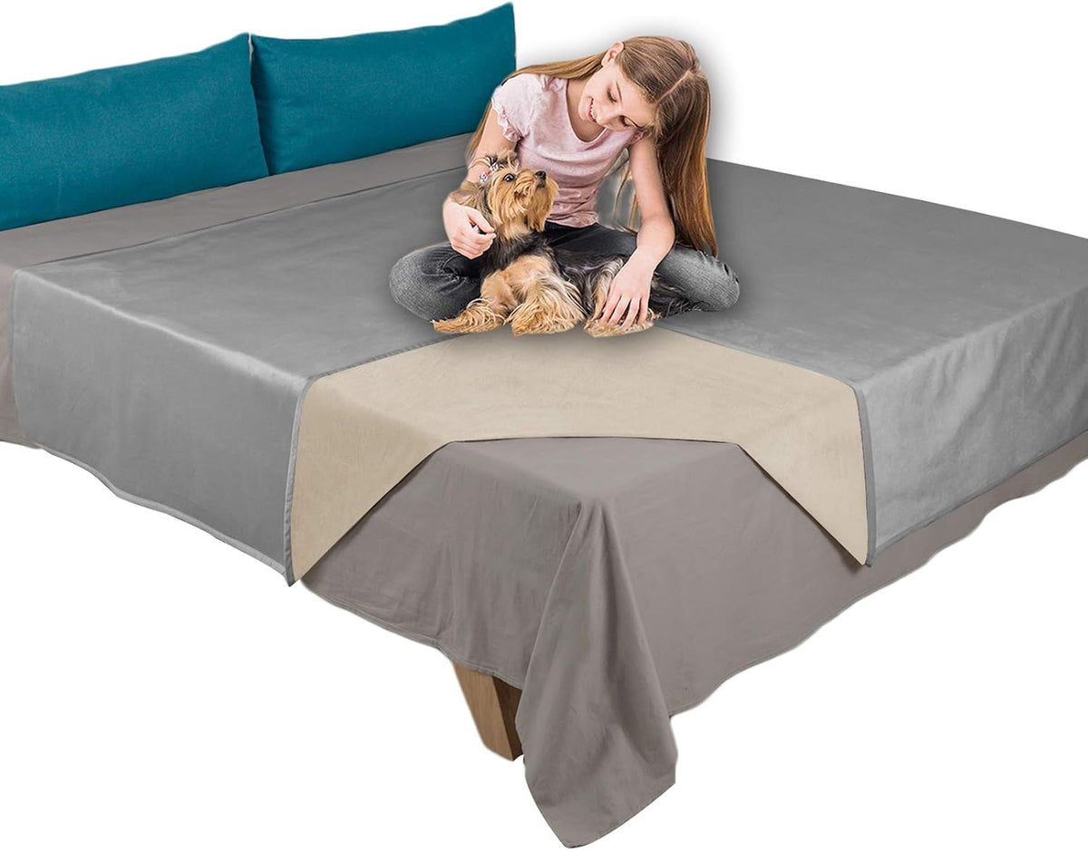 Ameritex Pet Bed Blanket Reversible 100% Waterproof Velvet Super Soft for Sofa and Bed (40x60 Inches, Light Grey+Grey) - Image 13