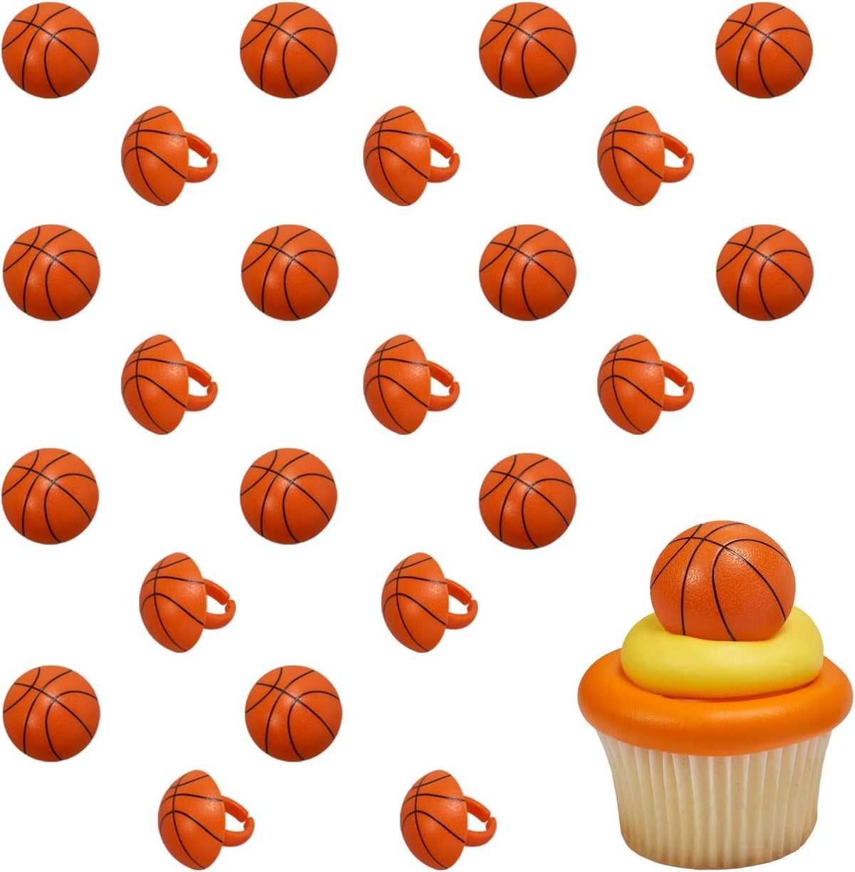 DecoPac 3D basketball rings cupcake toppers front view